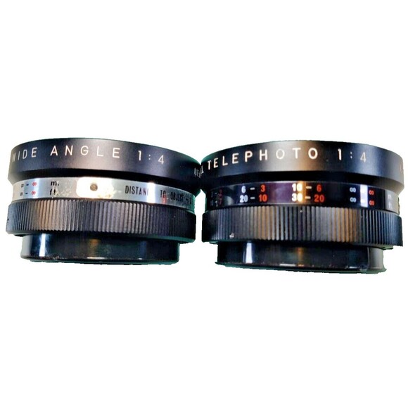 Set Of 2 Yashica Yashikor AUX Wide Angle & Telephoto 1:4 S007 & S008 Lens W/Case - Picture 9 of 10